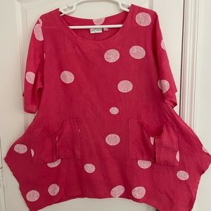 Belle France 100% linen pink tunic.